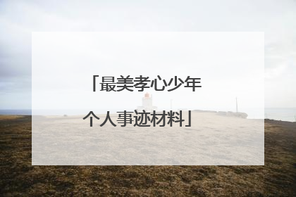 最美孝心少年个人事迹材料