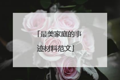 最美家庭的事迹材料范文