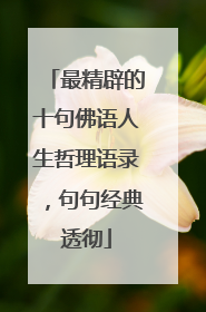最精辟的十句佛语人生哲理语录,句句经典透彻