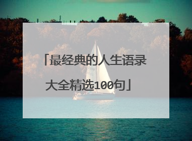 最经典的人生语录大全精选100句