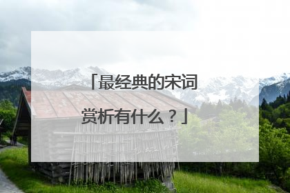 最经典的宋词赏析有什么？