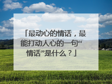 最动心的情话，最能打动人心的一句“情话”是什么？