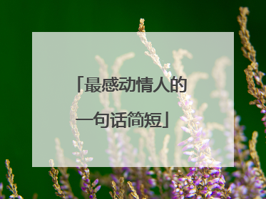 最感动情人的一句话简短