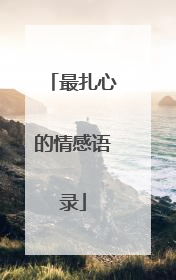 最扎心的情感语录