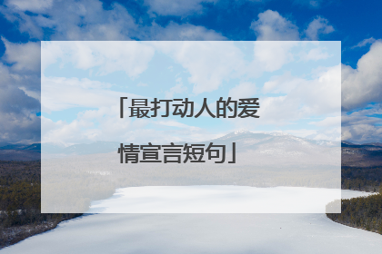 最打动人的爱情宣言短句