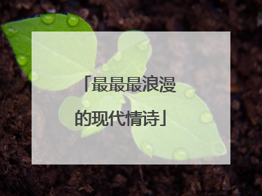 最最最浪漫的现代情诗