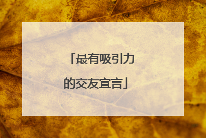 最有吸引力的交友宣言