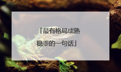 最有格局成熟稳重的一句话