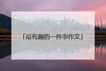 最有趣的一件事作文