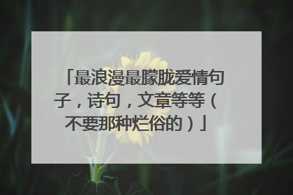 最浪漫最朦胧爱情句子，诗句，文章等等（不要那种烂俗的）