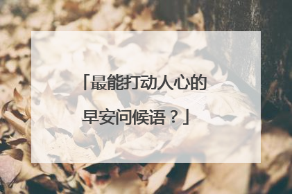 最能打动人心的早安问候语?