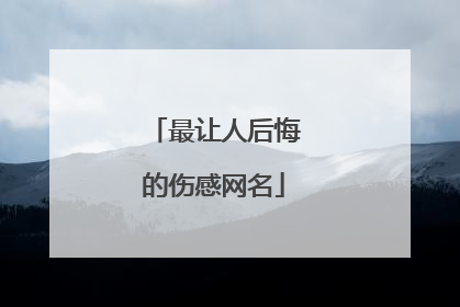 最让人后悔的伤感网名