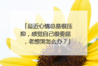 最近心情总是很压抑,感觉自己很委屈,老想哭怎么办?