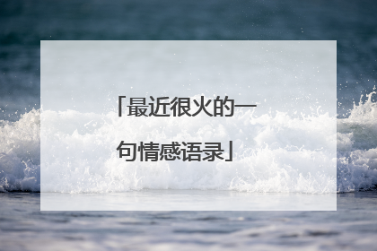 最近很火的一句情感语录