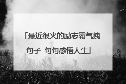 最近很火的励志霸气拽句子 句句感悟人生