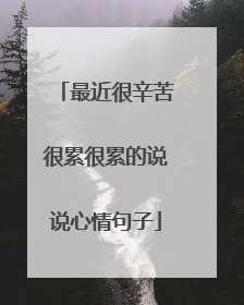最近很辛苦很累很累的说说心情句子