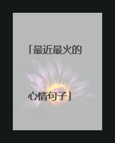 最近最火的心情句子