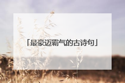 最豪迈霸气的古诗句