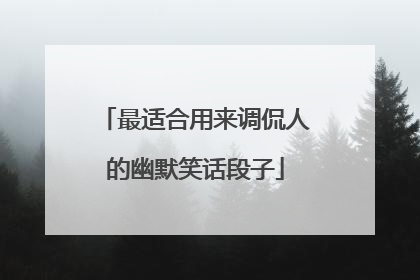 最适合用来调侃人的幽默笑话段子
