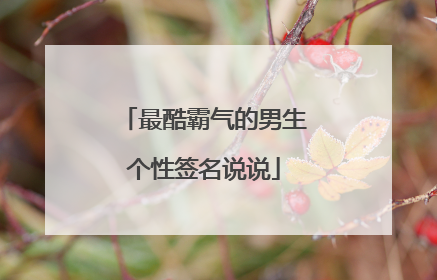 最酷霸气的男生个性签名说说
