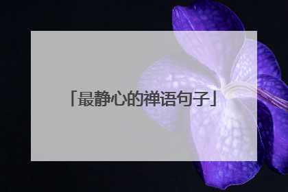 最静心的禅语句子