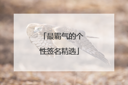 最霸气的个性签名精选