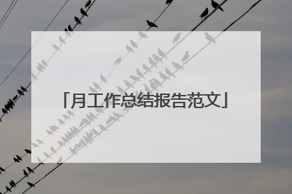 月工作总结报告范文