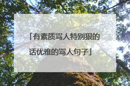 有素质骂人特别狠的话优雅的骂人句子