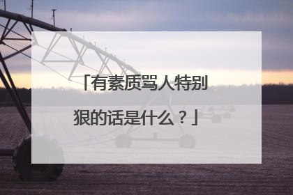 有素质骂人特别狠的话是什么?