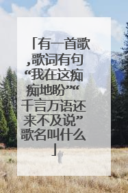 有一首歌,歌词有句“我在这痴痴地盼”“千言万语还来不及说”歌名叫什么