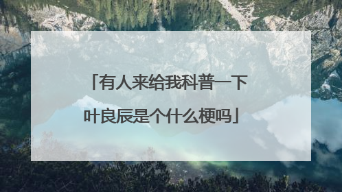 有人来给我科普一下叶良辰是个什么梗吗
