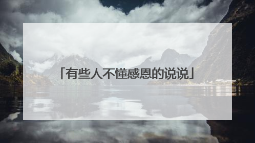 有些人不懂感恩的说说