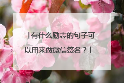 有什么励志的句子可以用来做微信签名？