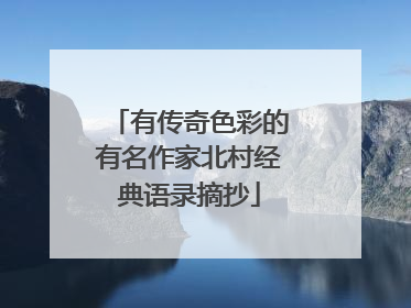 有传奇色彩的有名作家北村经典语录摘抄