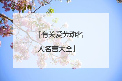 有关爱劳动名人名言大全