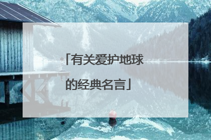 有关爱护地球的经典名言