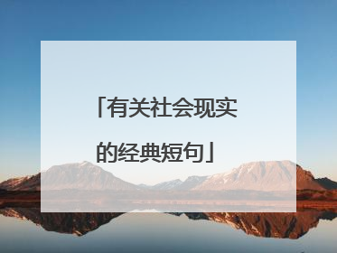 有关社会现实的经典短句