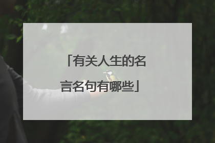 有关人生的名言名句有哪些