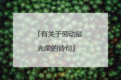 有关于劳动最光荣的诗句