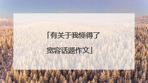 有关于我懂得了宽容话题作文