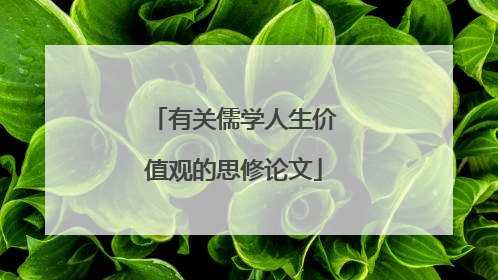 有关儒学人生价值观的思修论文