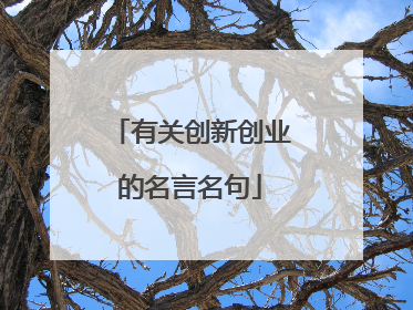 有关创新创业的名言名句