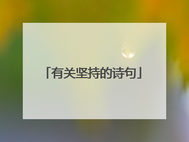 有关坚持的诗句