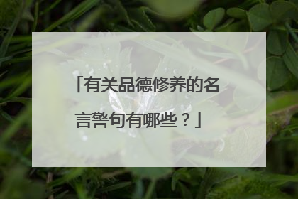 有关品德修养的名言警句有哪些?