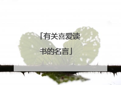 有关喜爱读书的名言