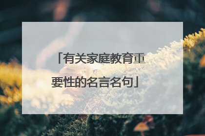 有关家庭教育重要性的名言名句