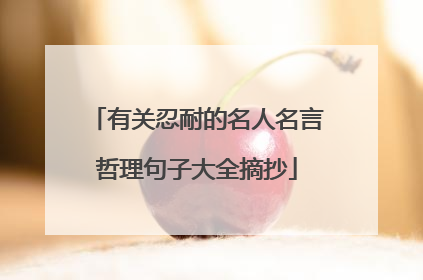 有关忍耐的名人名言哲理句子大全摘抄
