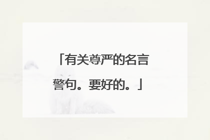 有关尊严的名言警句。要好的。