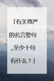 有关尊严的名言警句,至少十句有什么?