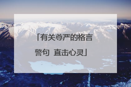 有关尊严的格言警句 直击心灵